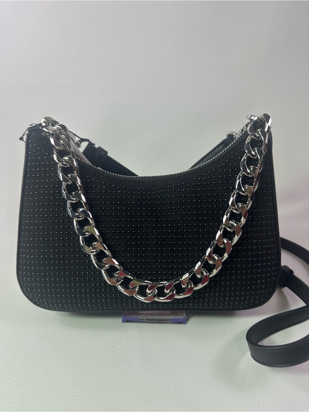 NEW DKNY Jenna Demi Black Studded Crossbody Bag - Picture 2 of 7